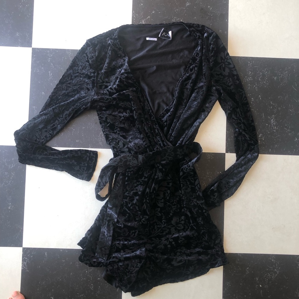 Anthropologie Black Velvet Romper